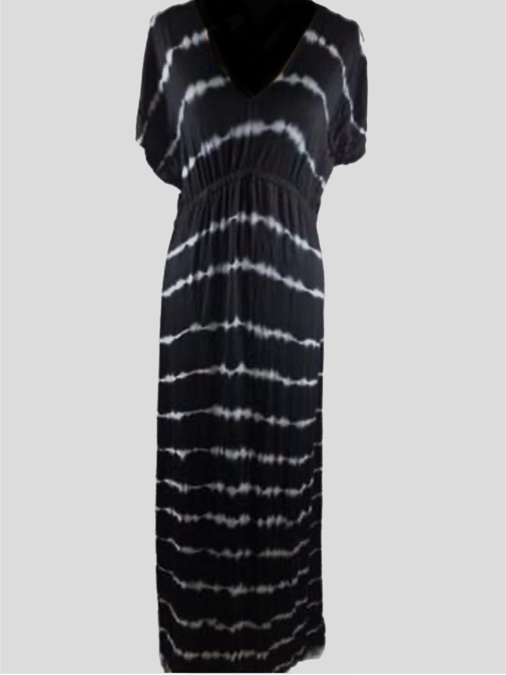 a.n.a Black and White Tie-Dye V-Neck Maxi Dress